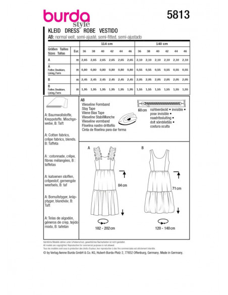 Patron Burda 5813 - Robes intemporelles du 36 au 46 FR