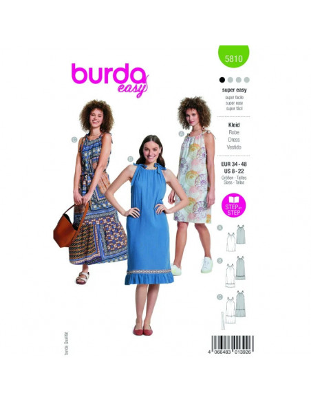 Patron Burda 5810 - Robe en popeline du 34 au 48 FR