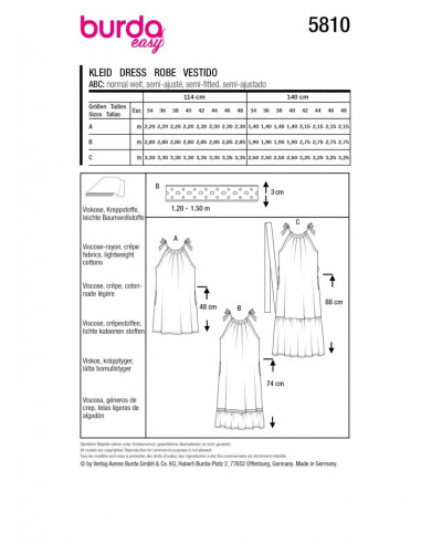 Patron Burda 5810 - Robe en popeline du 34 au 48 FR