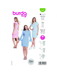 Patron Burda 5805 - Robe en jersey à volants du 34 au 48 FR