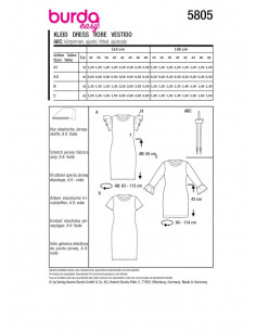 Patron Burda 5805 - Robe en jersey à volants du 34 au 48 FR 2