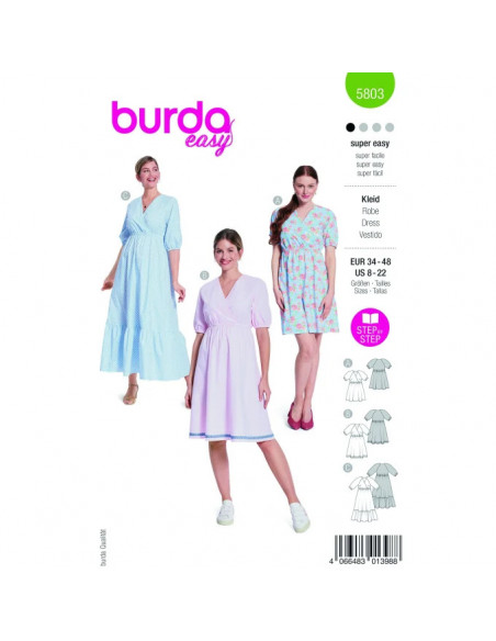 Patron Burda 5803 - Mini-robe à motif floral du 34 au 48 FR