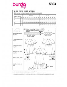 Patron Burda 5803 - Mini-robe à motif floral du 34 au 48 FR 2