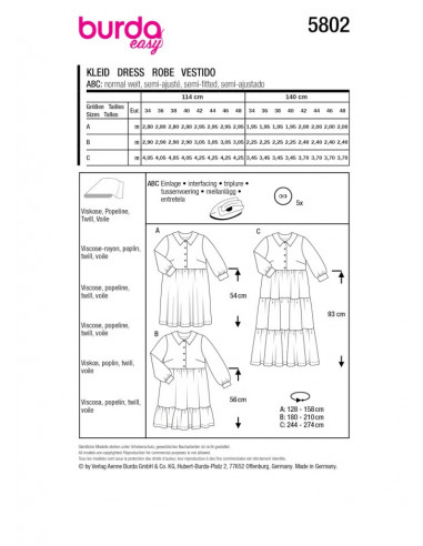 Patron Burda 5802 - Robe chemisier du 34 au 48 (FR)