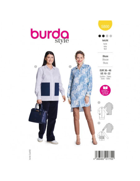Patron Burda 5800 - Chemisier romantique
