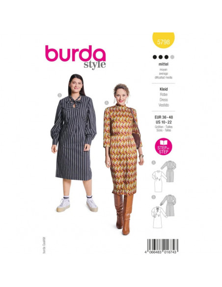 Patron Burda 5798 - Robe vintage