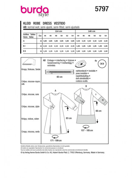 Patron Burda 5797 - Robe couture princesse
