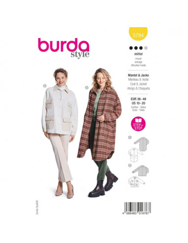 Patron Burda 5794 - Manteau douillet et confortable