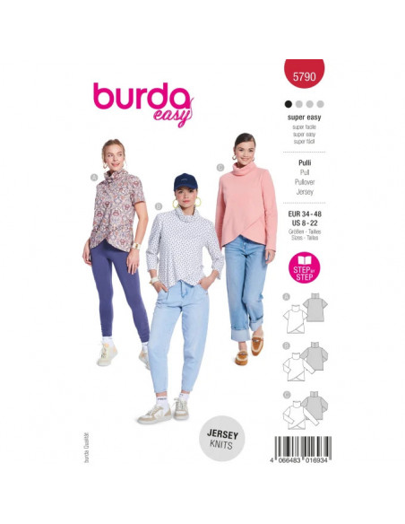 Patron Burda 5790 - Trois variantes de t-shirts