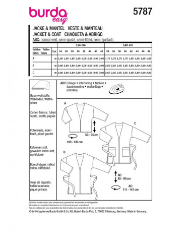 Patron Burda 5787 - Vestes tendances