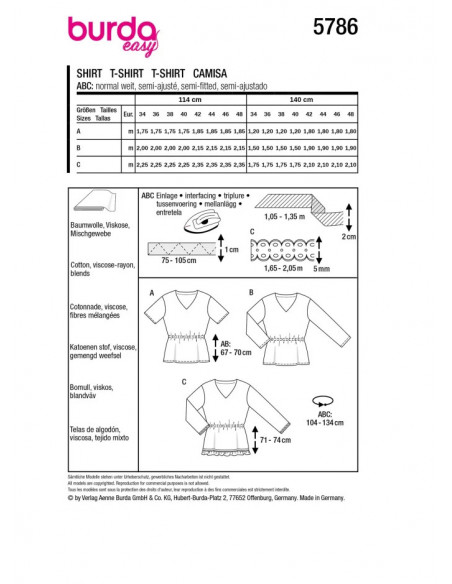 Patron Burda 5786 - Chemises et nuisette