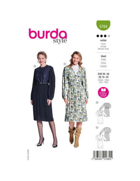 Patron Burda 5784 - Robe inspiration couture