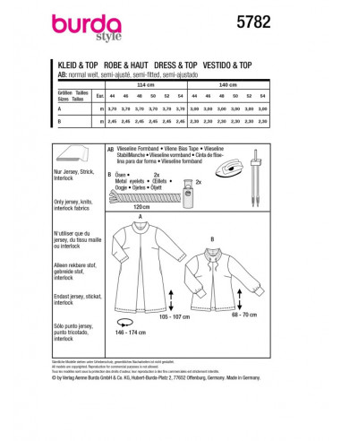 Patron Burda 5782 - Robe ou tunique