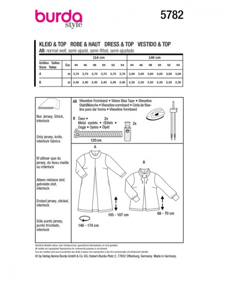 Patron Burda 5782 - Robe ou tunique