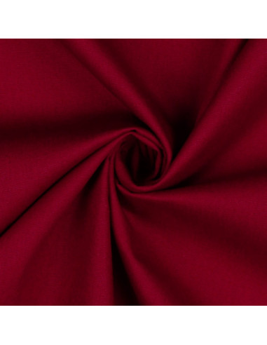 Tissu, Popeline de Coton Unie, Rouge Carmin, Laize 150 cm, 100% Coton 130g/m²