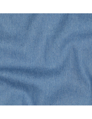 Tissu, Jean Stretch Uni, Bleu Clair, Laize 150 cm, Coton Recyclé 255g/m²