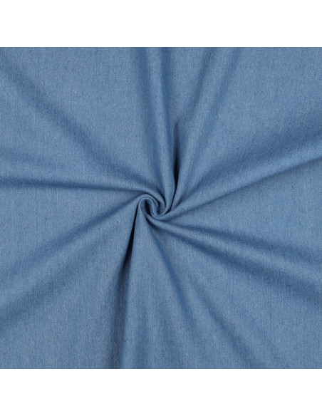 Tissu, Jean Stretch Uni, Bleu Clair, Laize 150 cm, Coton Recyclé 255g/m²