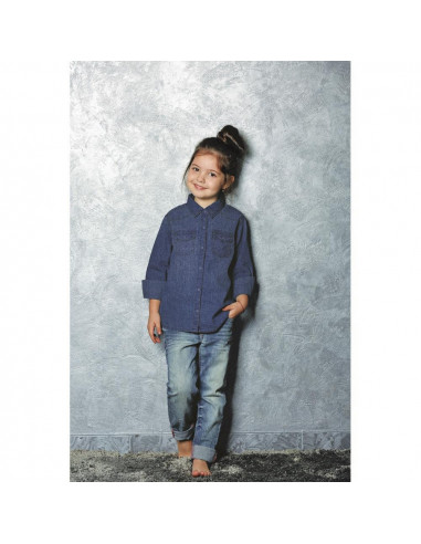 Tissu, Jean Stretch Uni, Bleu Clair, Laize 150 cm, Coton Recyclé 255g/m²