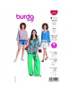 Patron Burda 5776 - Blouse tunique courte du 34 au 48 FR