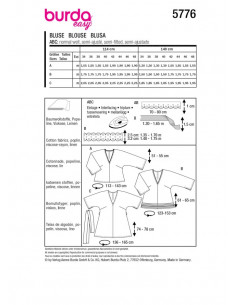 Patron Burda 5776 - Blouse tunique courte du 34 au 48 FR 2