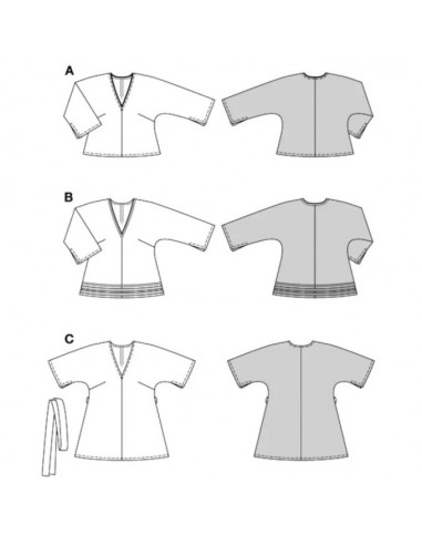 Patron Burda 5776 - Blouse tunique courte du 34 au 48 FR