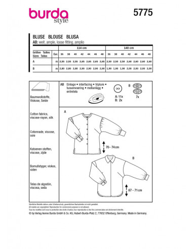 Patron Burda 5775 - Blouses