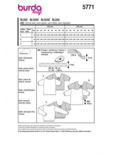 Patron Burda 5771 - Trois blouses