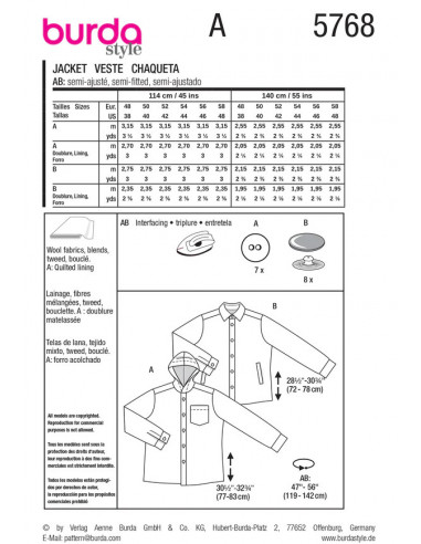Patron Burda 5768 - Veste légère et cardigans