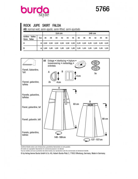 Patron Burda 5766 - Jupes glamour