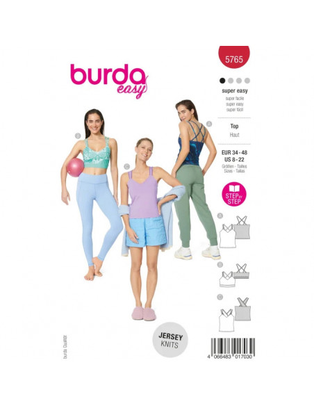 Patron Burda 5765 - Tops sportifs