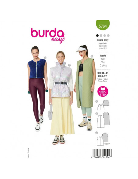 Patron Burda 5764 - Gilets matelassés