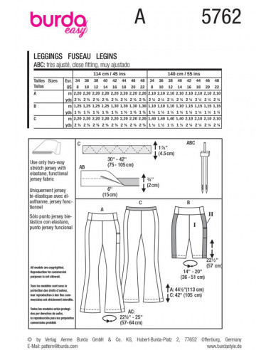Patron Burda 5762 - Pantalons et shorts