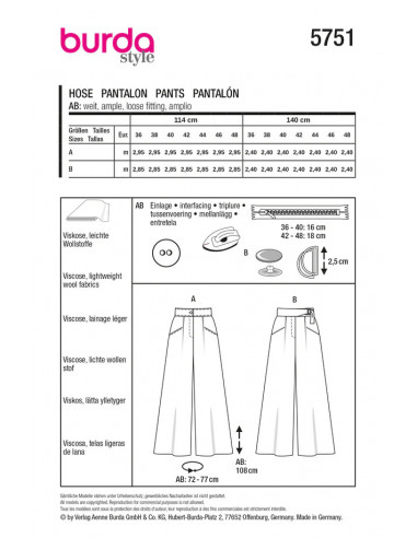 Patron Burda 5751 - Pantalon