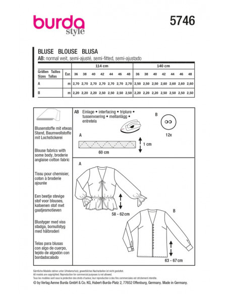 Patron Burda 5746 - Blouse