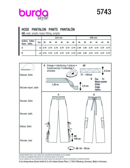 Patron Burda 5743 - Pantalon