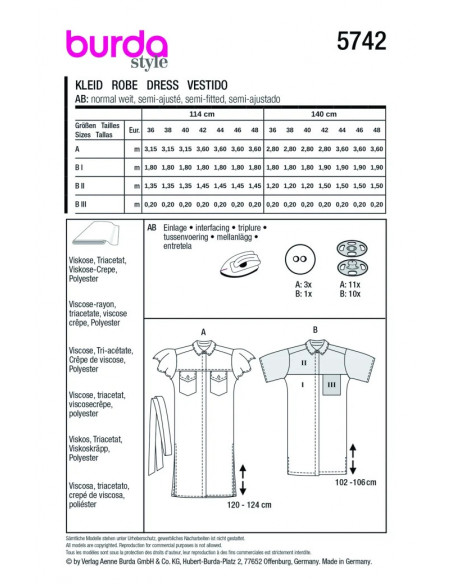 Patron Burda 5742 - Robe