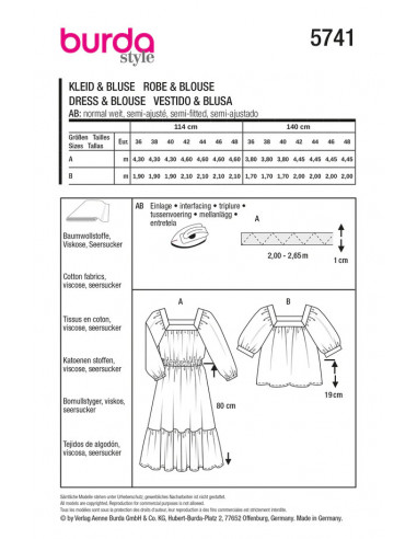 Patron Burda 5741 - Robe & Blouse