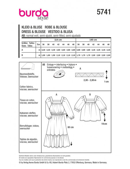 Patron Burda 5741 - Robe & Blouse