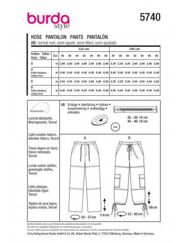 Patron Burda 5740 - Pantalon