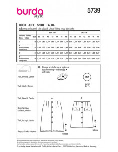 Patron Burda 5739 - Jupe 2
