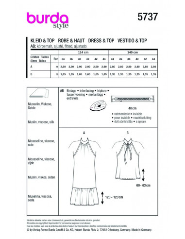 Patron Burda 5737 - Robe & Top