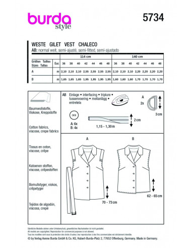 Patron Burda 5734 - Gilet