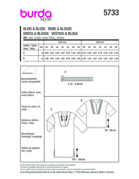 Patron Burda 5733 - Robe & Blouse