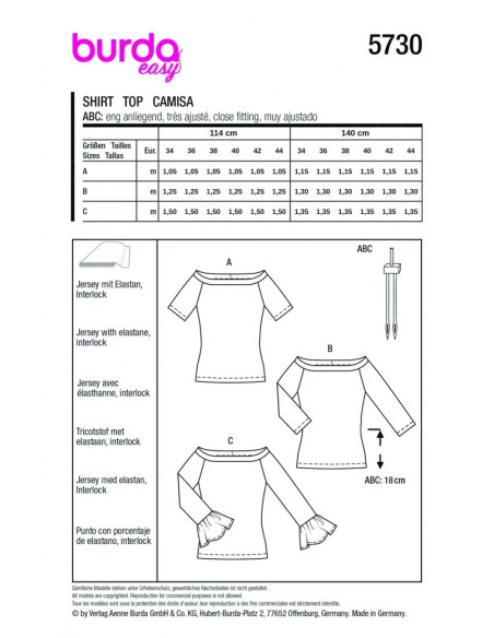 Patron Burda 5730 - Top