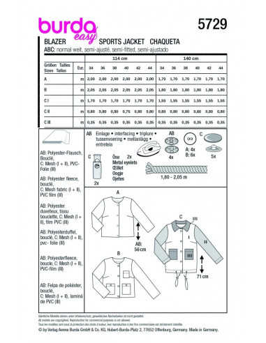 Patron Burda 5729 - Blazer