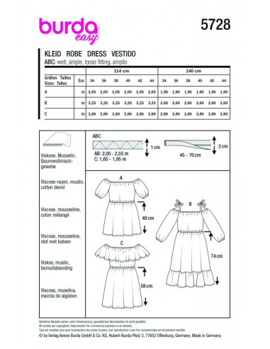 Patron Burda 5728 - Robe