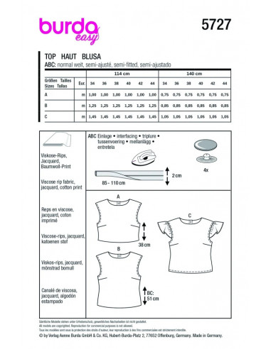 Patron Burda 5727 - Top