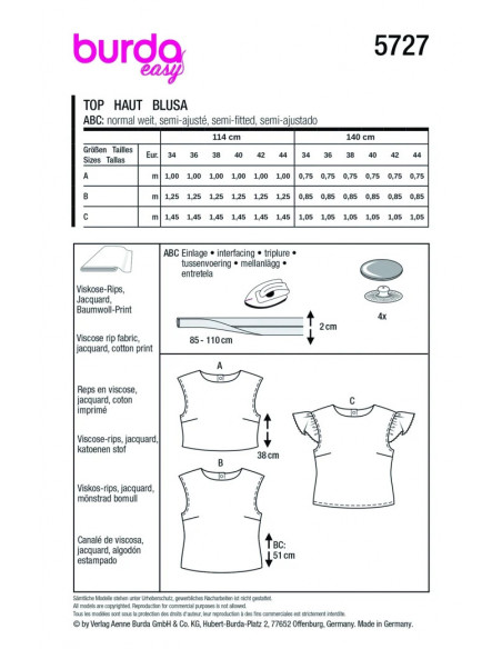 Patron Burda 5727 - Top