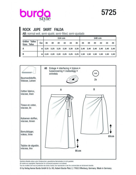 Patron Burda 5725 - Jupe