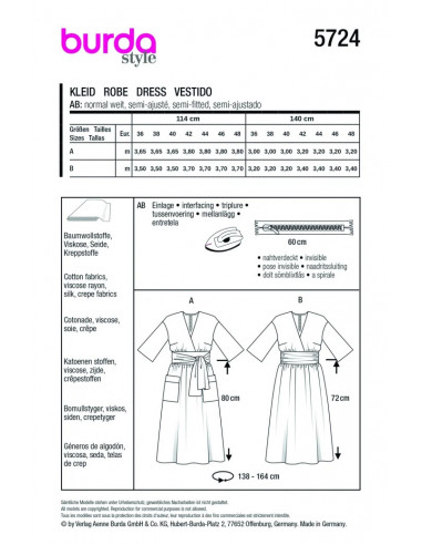 Patron Burda 5724 - Robe